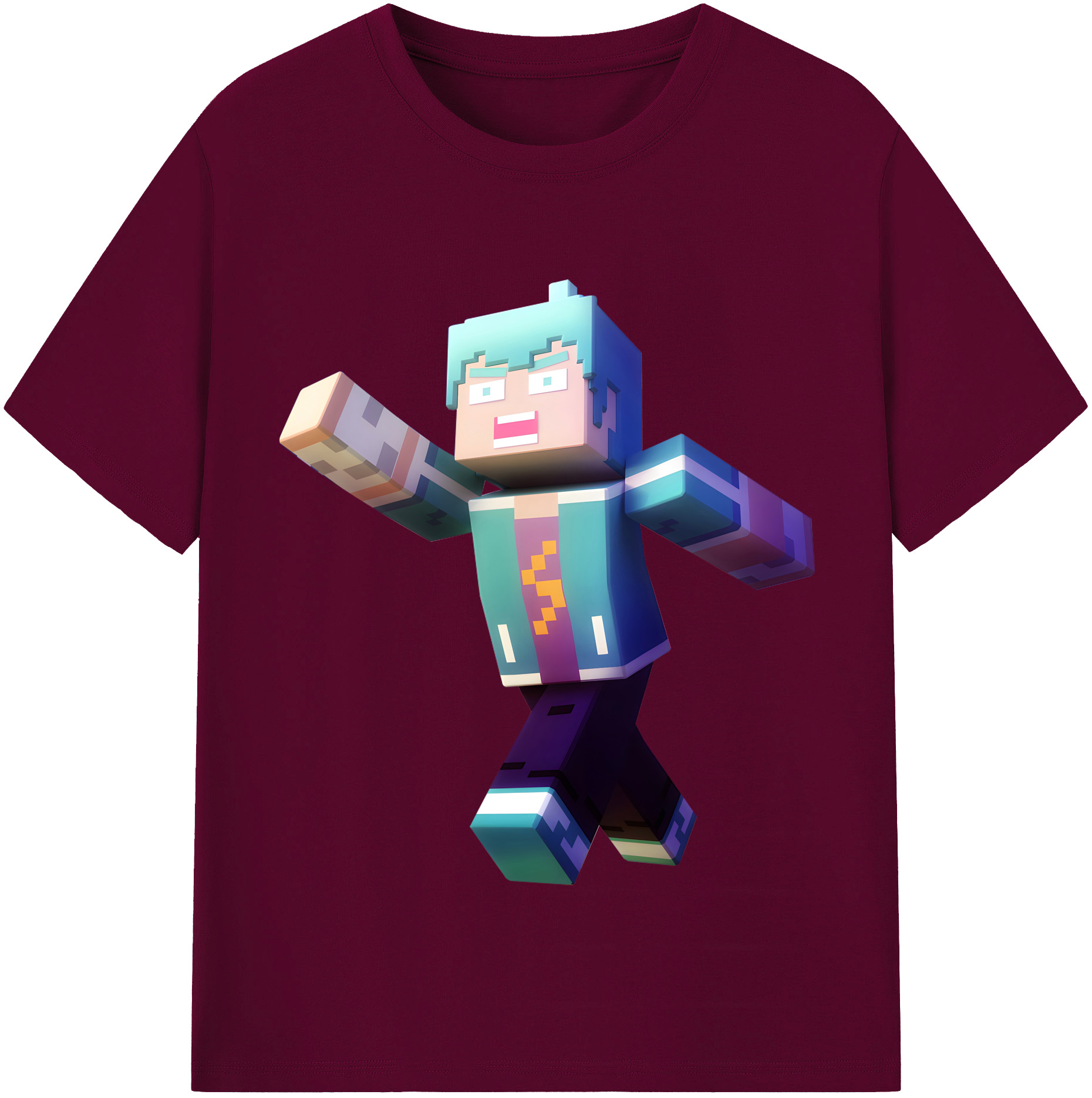 （画像用） マインクラフト ブロックの世界 Minecraft MC Block world レディースカジュアルプリントTシャツ（綿100％）